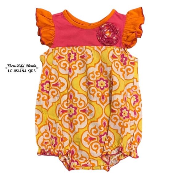 Banana Split 18m Pink Orange Yellow Bubble Romper - Picture 1 of 7
